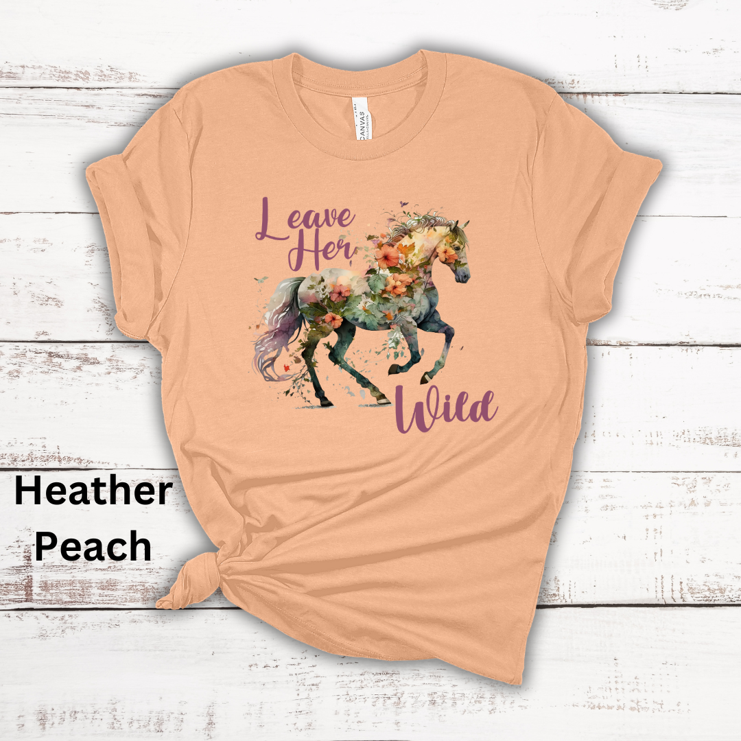 Leave Her Wild Floral Horse Short Sleeve Tee Shirt