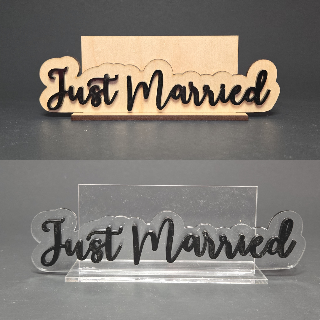Mini Photo Holder – Custom Laser Cut Caption Stand | Wood or Clear Acrylic