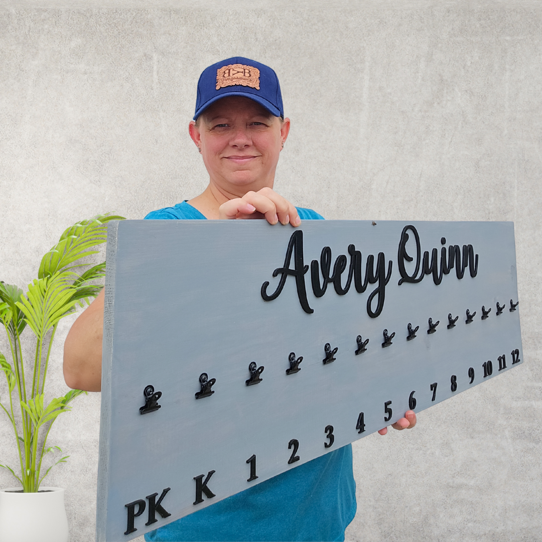 Personalized School Photo Board – 11x36" Wooden Keepsake | Farmhouse Style