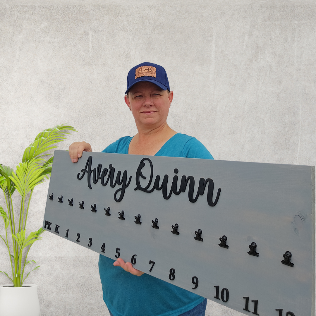 Personalized School Photo Board – 11x36" Wooden Keepsake | Farmhouse Style