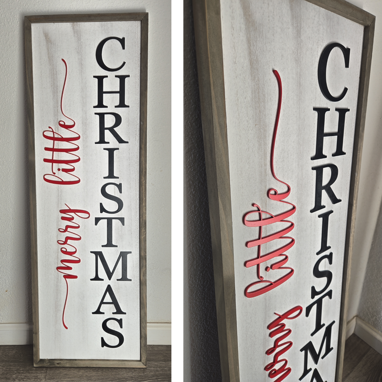 12x36 Merry Little Christmas Vertical Wood Sign – Rustic Holiday Wall Décor
