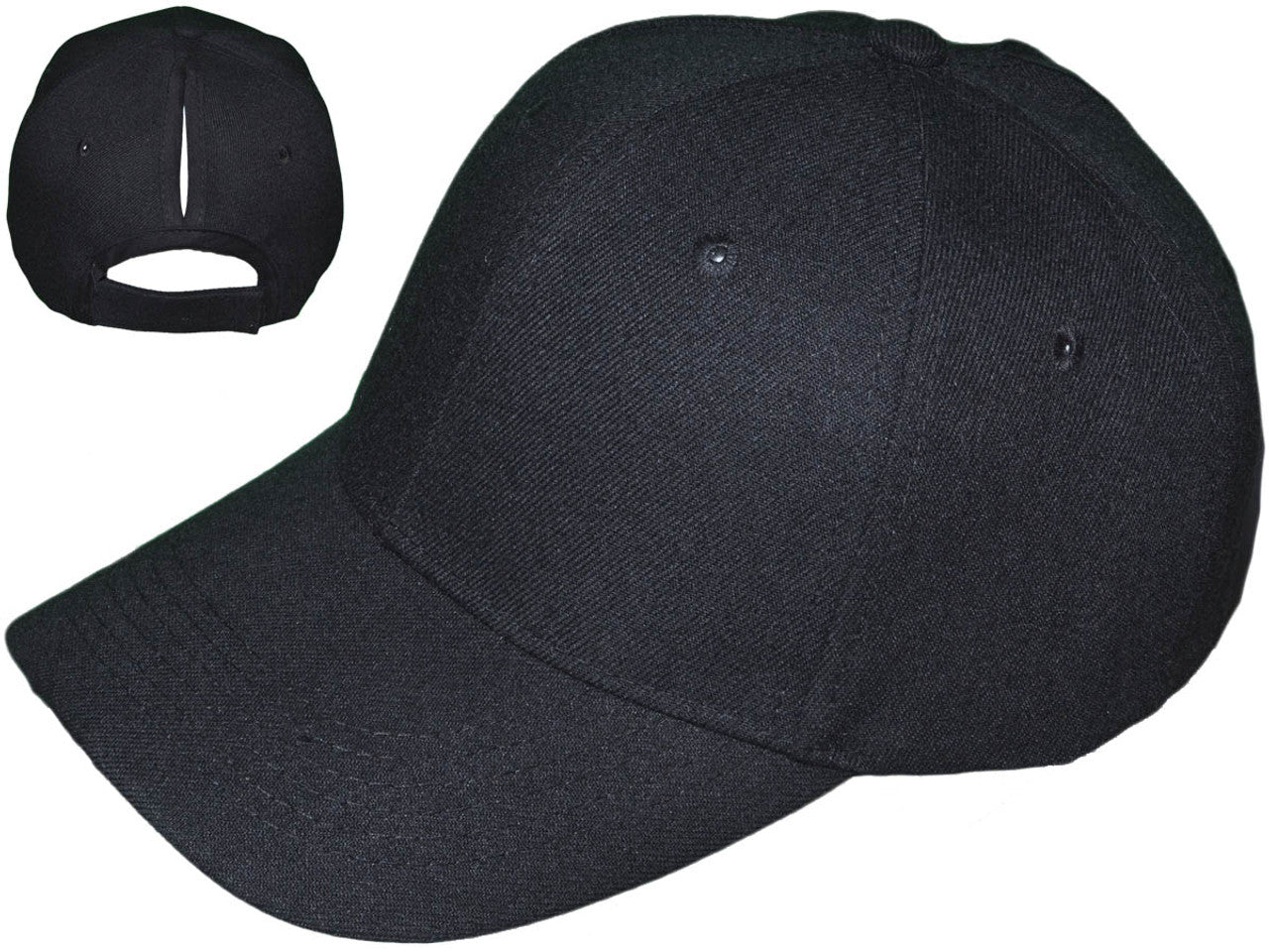 Mid Profile Structured Solid Ponytail Cap With Custom Patch