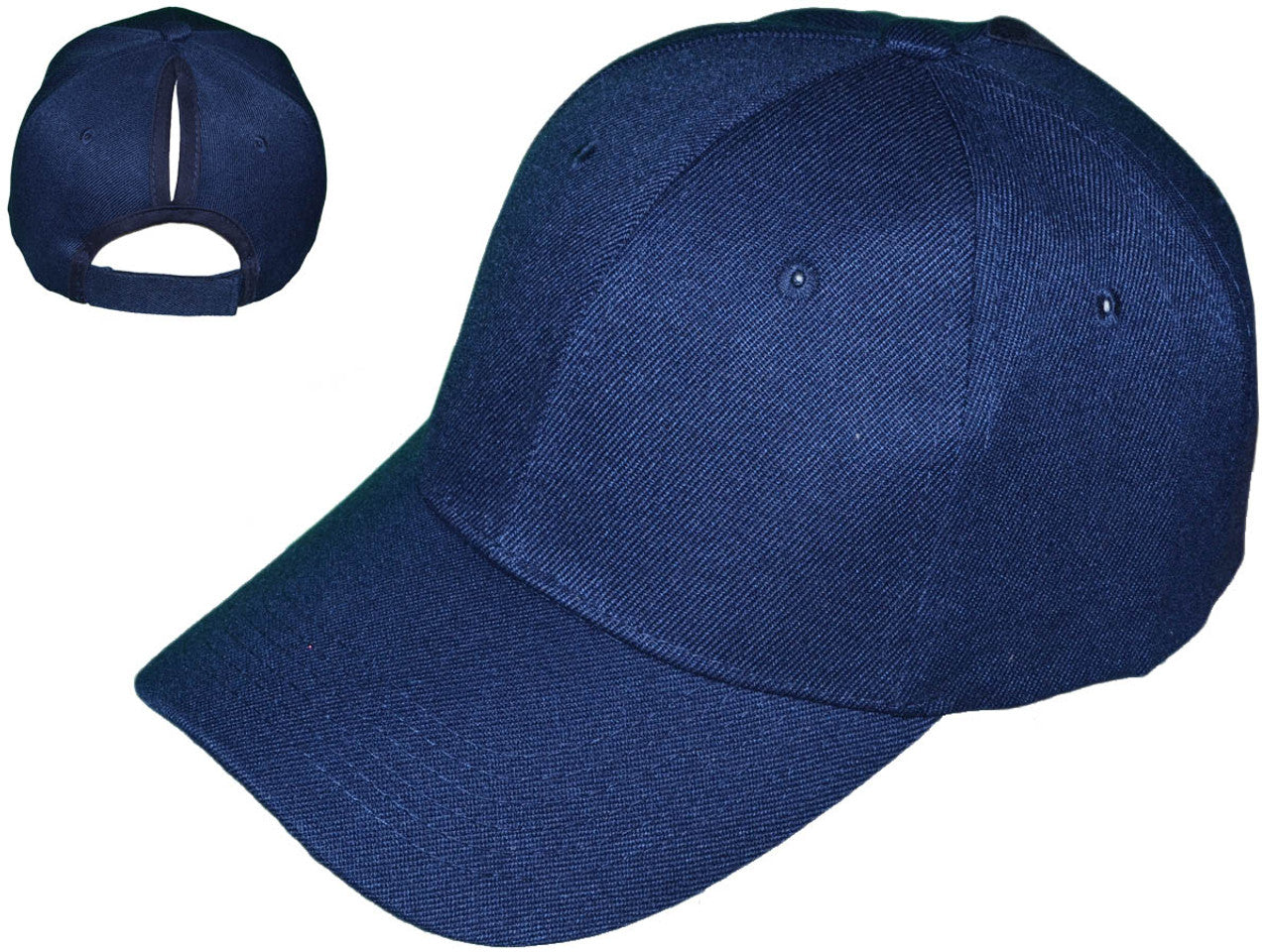 Mid Profile Structured Solid Ponytail Cap With Custom Patch