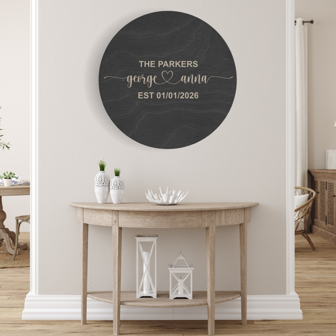 Round Wood Guest Book Alternative – Custom Sign for Weddings or Anniversaries