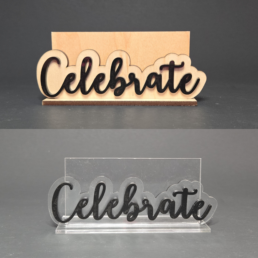 Mini Photo Holder – Custom Laser Cut Caption Stand | Wood or Clear Acrylic