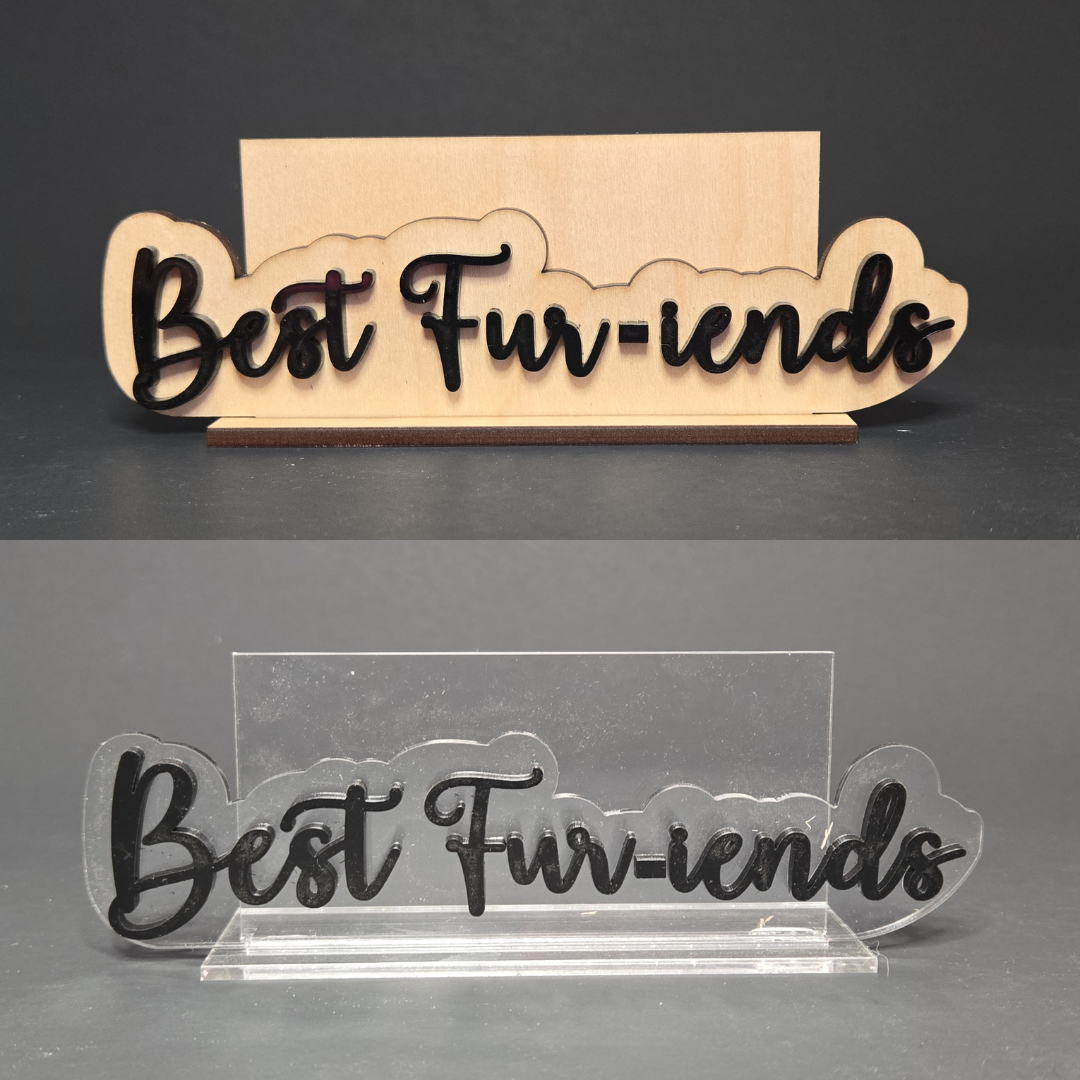 Mini Photo Holder – Custom Laser Cut Caption Stand | Wood or Clear Acrylic