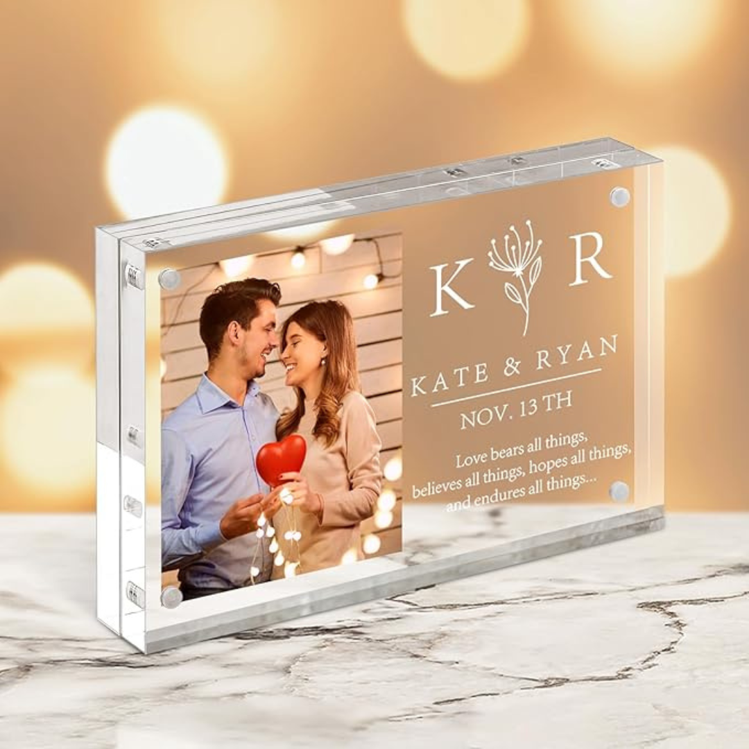 Frameless Magnetic Acrylic Photo Frame With Custom Engraving