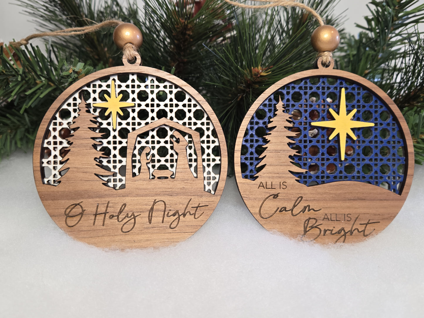 O Holy Night Boho Rattan Christmas Ornaments