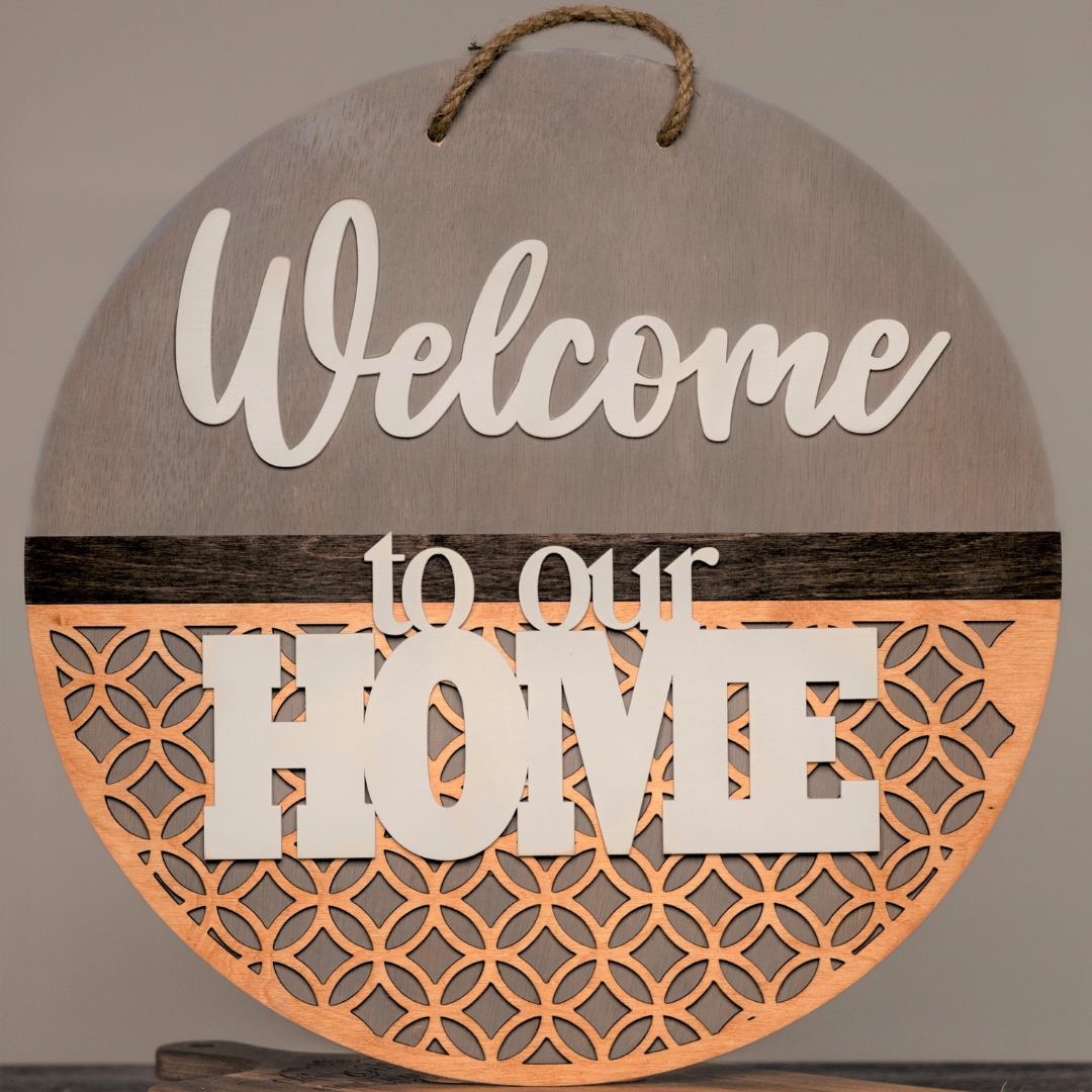 Welcome Sign 12 Inch Round for Wall or Door