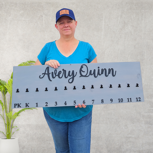 Personalized School Photo Board – 11x36" Wooden Keepsake | Farmhouse Style
