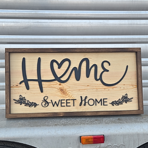 Home Sweet Home Wood Sign | Custom Framed Farmhouse Wall Decor