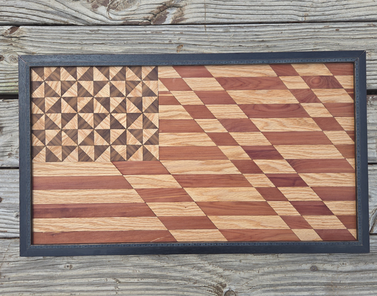 Wood US Flag Quilt Wall Art | Handmade Patriotic Wall Decor