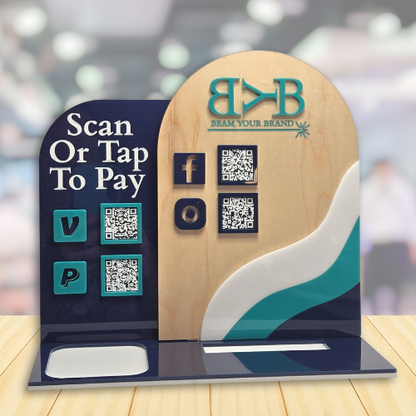 Custom QR Code Payment & Social Media Display Sign with Card Holder
