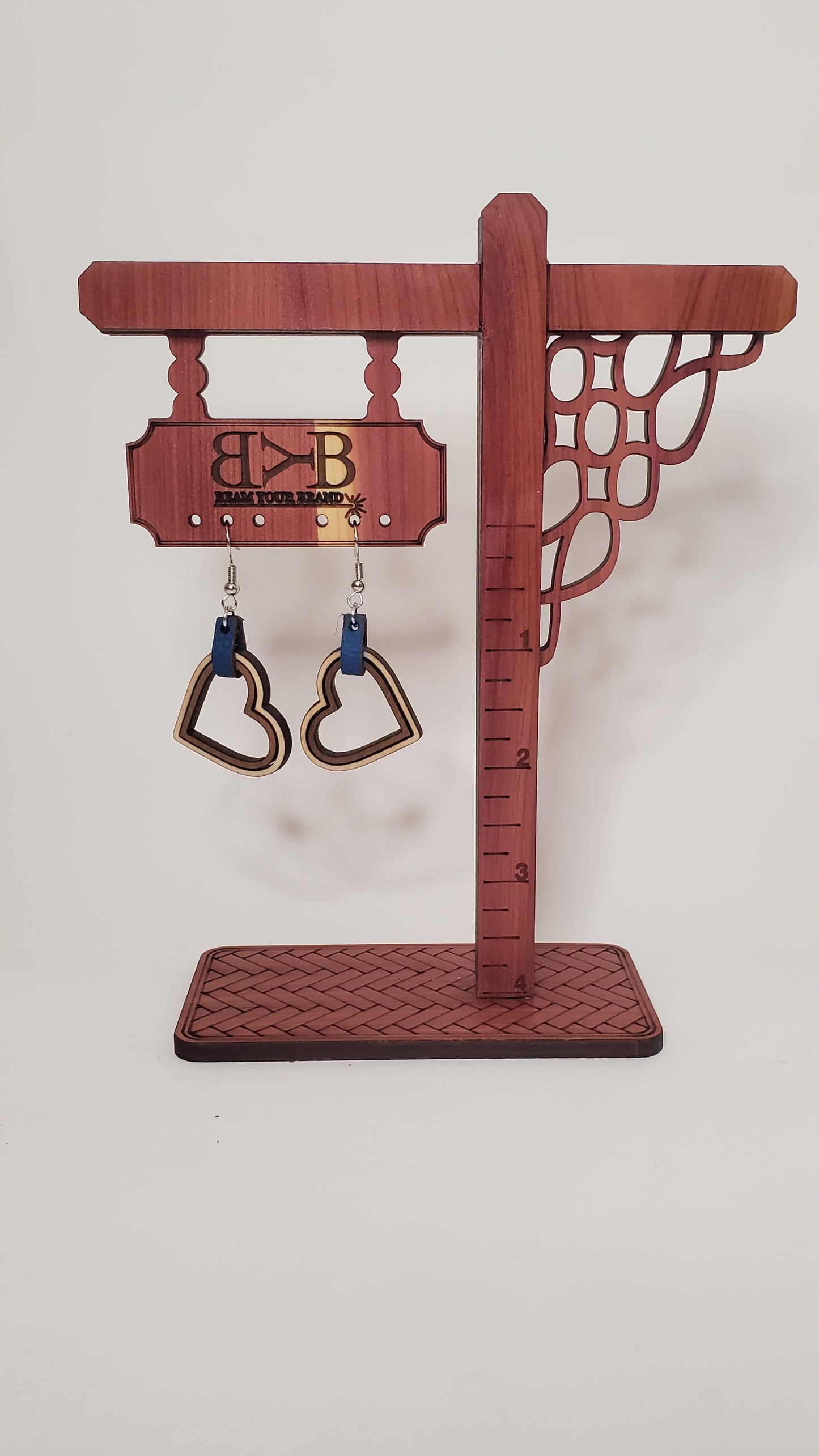 Double Heart Dangle Earrings With Leather