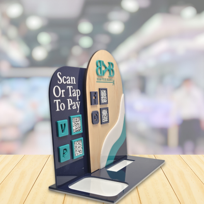 Custom QR Code Payment & Social Media Display Sign with Card Holder