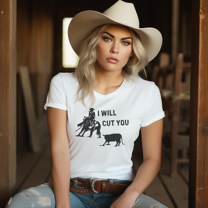 I Will Cut You Cutting Horse Short Sleeve Tee Gift