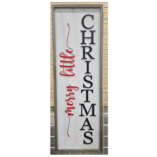 Merry Little Christmas Sign 12x36