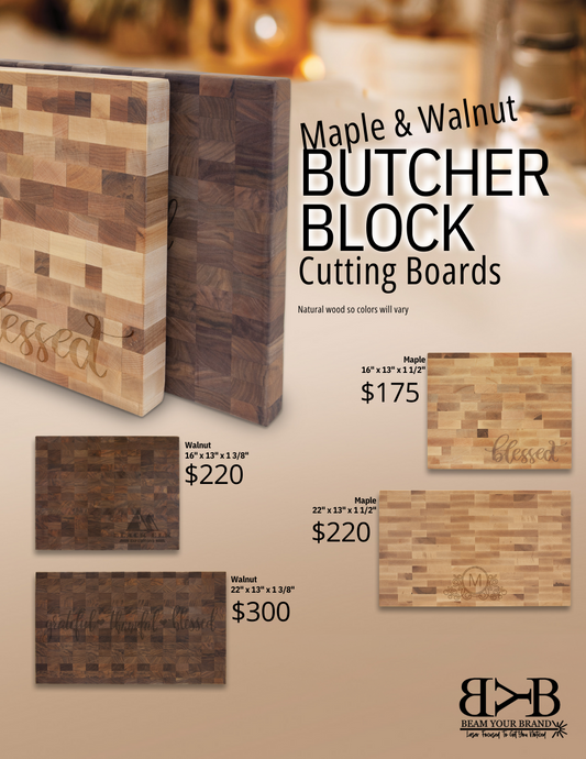 Butcher Block Maple and Walnut Cutting Boards