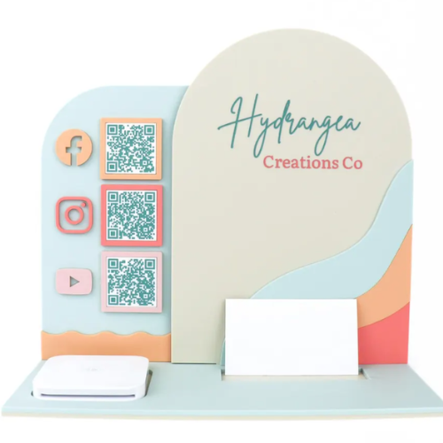 Custom QR Code Payment & Social Media Display Sign with Card Holder