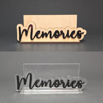 Mini Photo Holder – Custom Laser Cut Caption Stand | Wood or Clear Acrylic