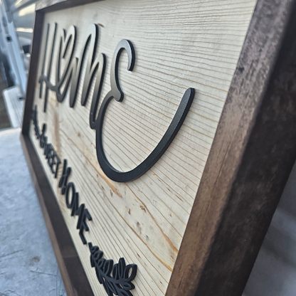 Home Sweet Home Wood Sign | Custom Framed Farmhouse Wall Decor