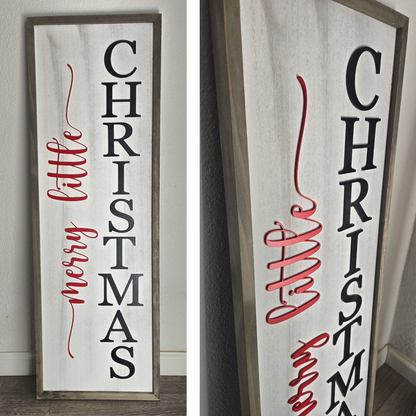 12x36 Merry Little Christmas Vertical Wood Sign – Rustic Holiday Wall Décor