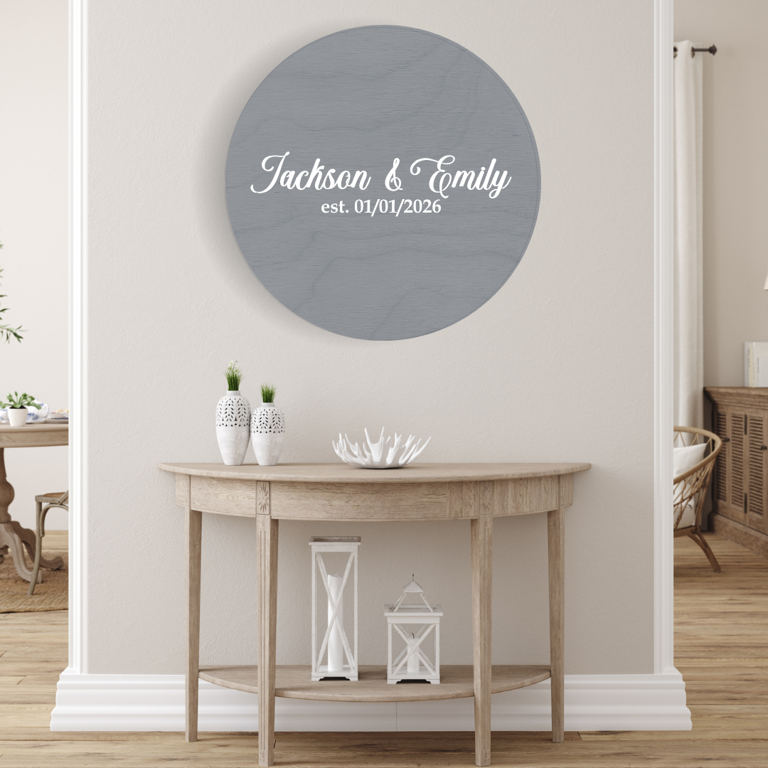 Round Wood Guest Book Alternative – Custom Sign for Weddings or Anniversaries