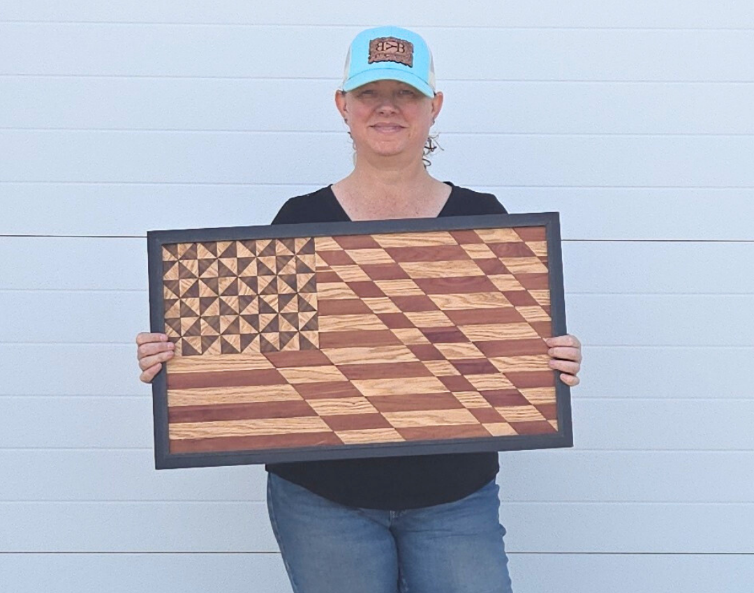 Wood US Flag Quilt Wall Art | Handmade Patriotic Wall Decor