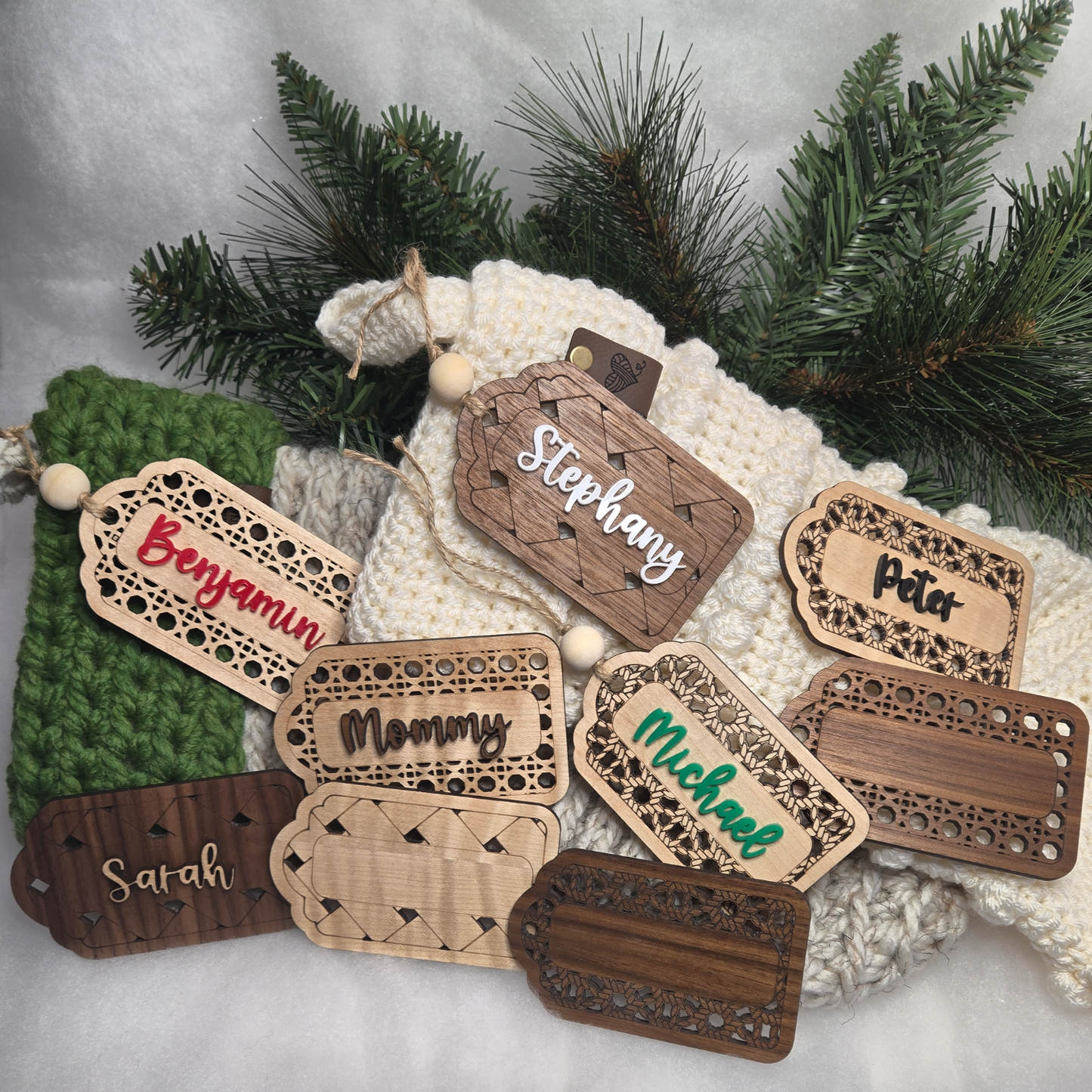 Custom Wood Name Tags – Elegant Stocking & Gift Accents