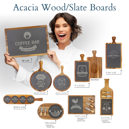 Slate and Acacia Wood Cheese Boards