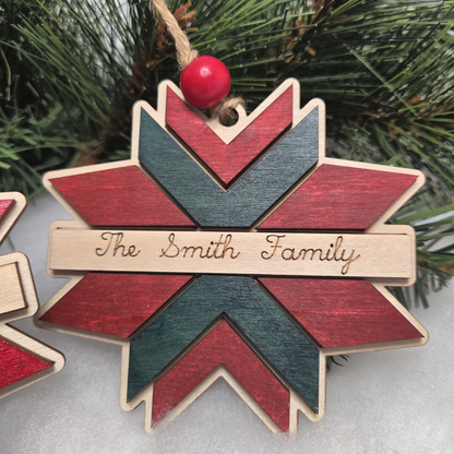 Barn Quilt Christmas Ornament (Customizable)