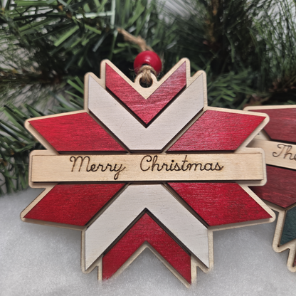 Barn Quilt Christmas Ornament (Customizable)