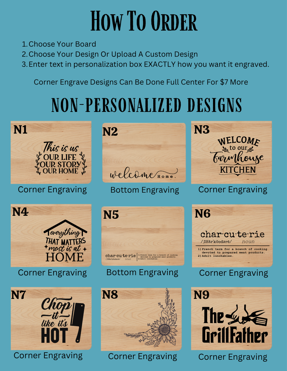 Custom Engraved Acacia Wood Cutting Board | Personalized Kitchen Gift | Laser Engraved Cutting Board