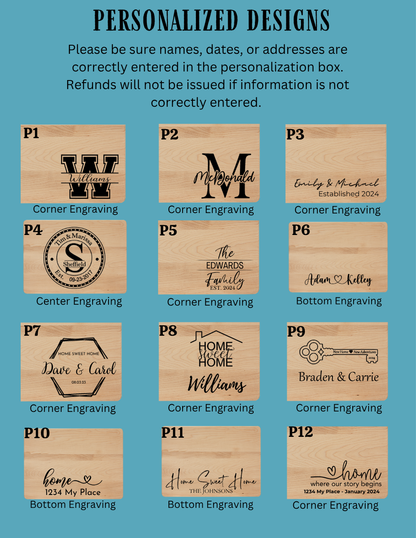 Custom Engraved Acacia Wood Cutting Board | Personalized Kitchen Gift | Laser Engraved Cutting Board