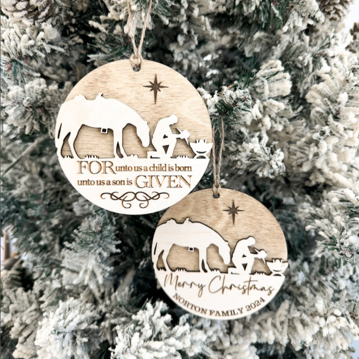 Cowboy Kneeling At The Manger Ornament