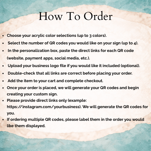 Custom QR Code Payment & Social Media Display Sign with Card Holder