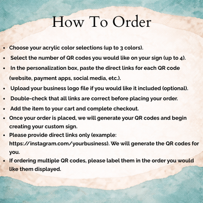 Custom QR Code Payment & Social Media Display Sign with Card Holder