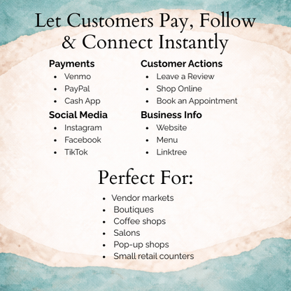 Custom QR Code Payment & Social Media Display Sign with Card Holder