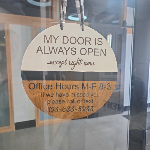 Laser Engraved Door Hanger Sign | Round Wood Office Sign | Out of Office Do Not Disturb Meeting in Session | 10 Inch | Custom Business Door Sign