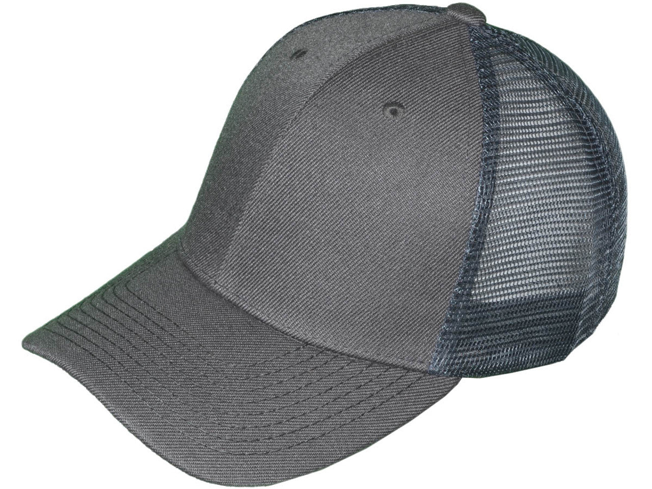 Leather Patch Hat Trucker Style Dark Gray